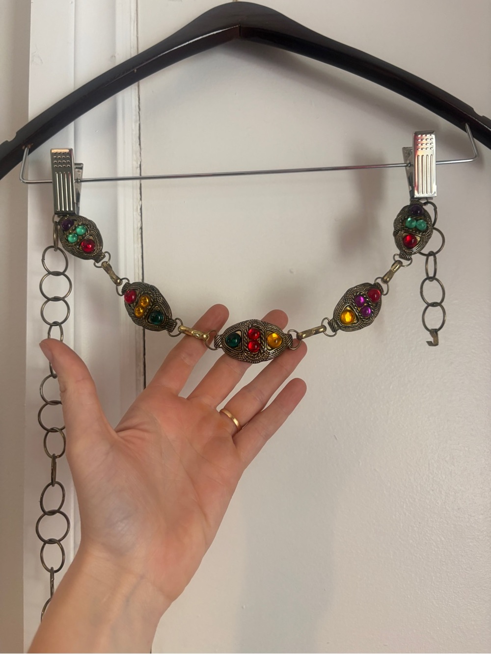 Multicolor vintage Boho gold and jewels Statement belt